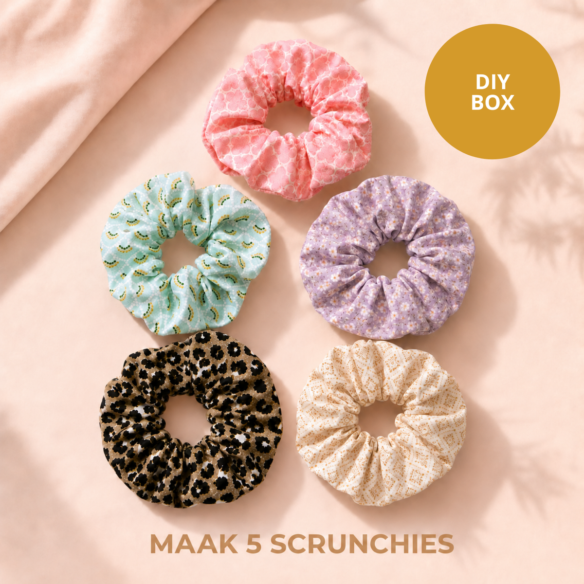 DIY Box Scrunchies met vijf verschillende stoffen – Atelier KVG