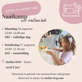 Extra plaatsen voor het naaikamp van Atelier KVG op 24 en 27 augustus in Essen