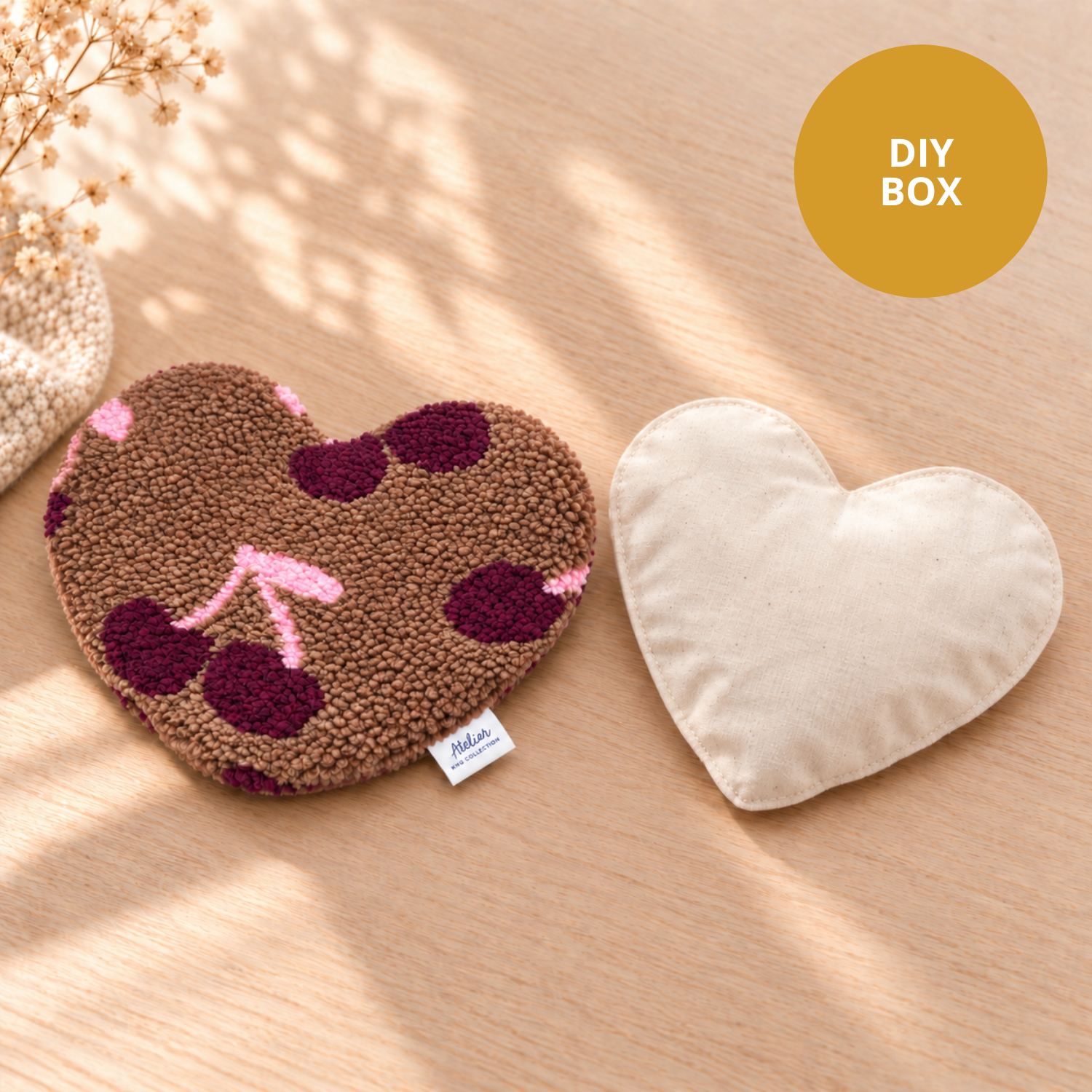 DIY Box kersenpitkussen in bruine teddy kersenstof met uitneembaar katoenen binnenkussen