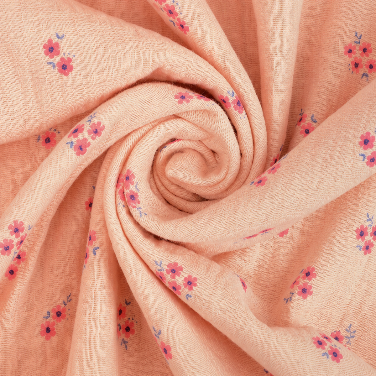 Hydrofiel Haily in zalmkleur met fijne mini-bloemenprint