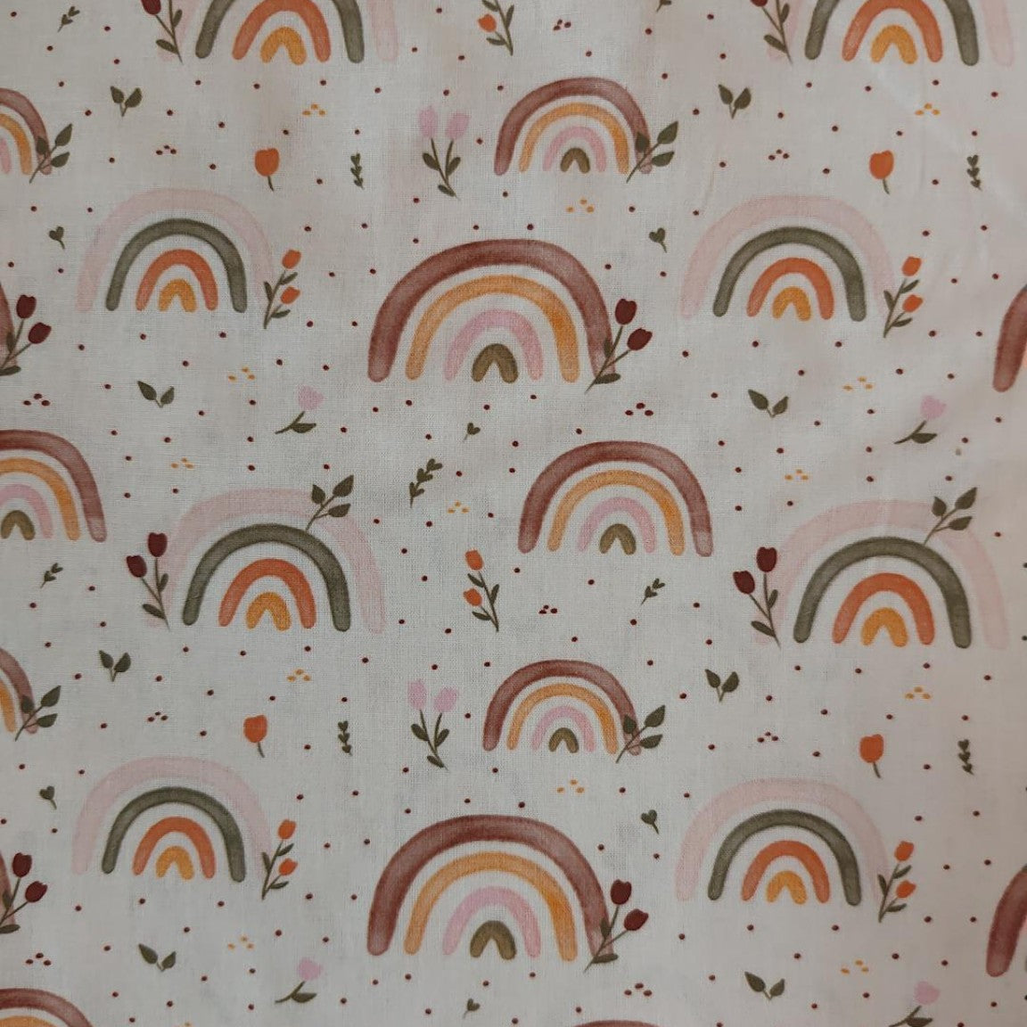 Boho regenboogprint op gebroken witte katoen poplin – Atelier KVG