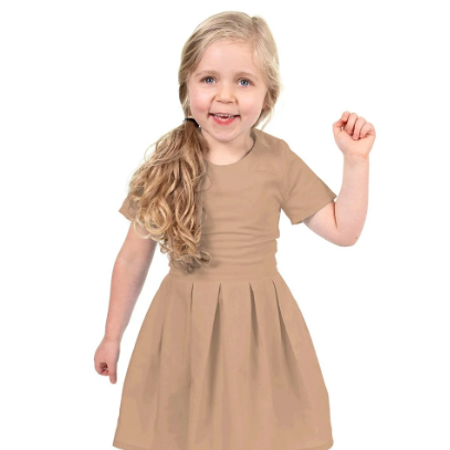Meisjesjurk van katoen poplin in camel – Atelier KVG