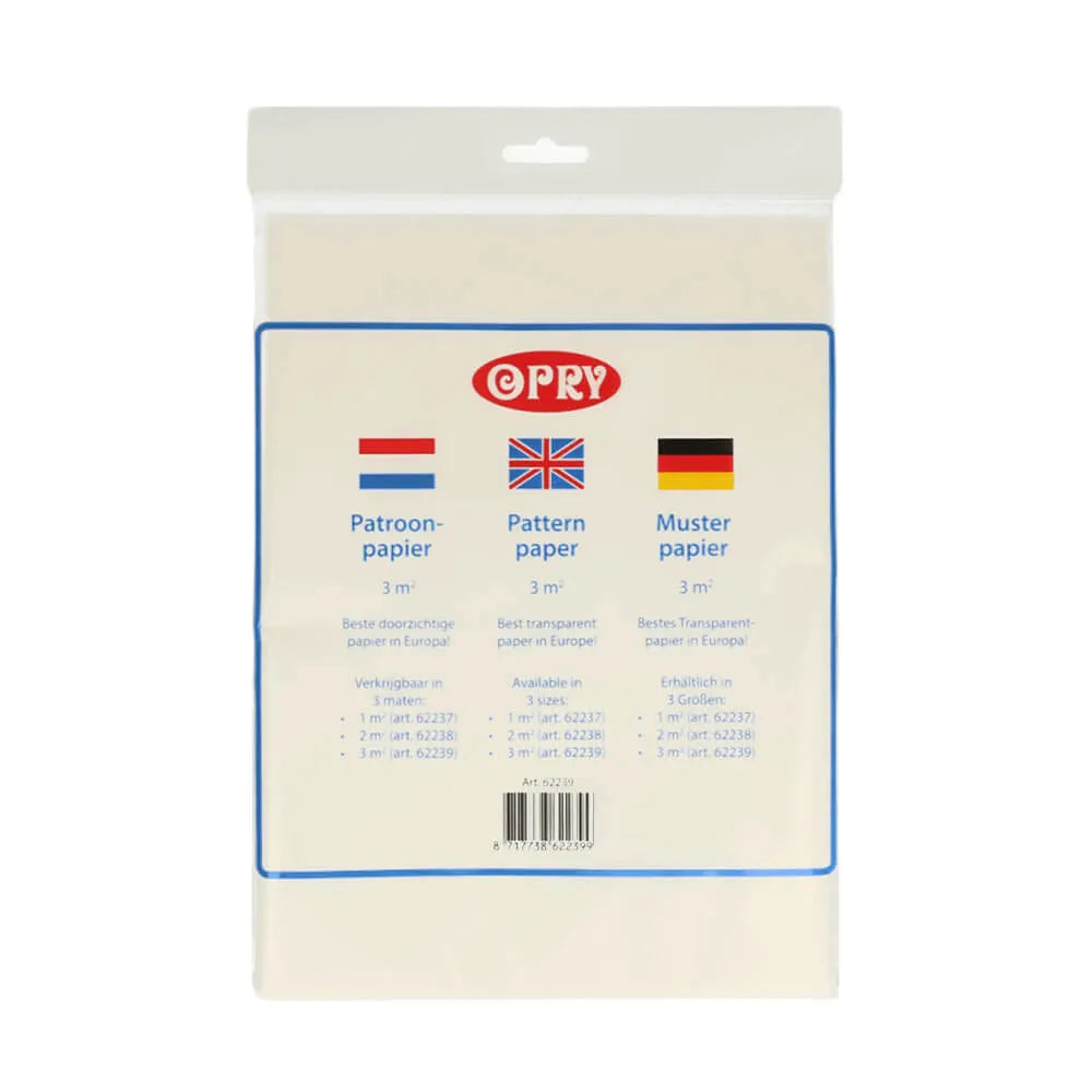Opry transparant patroonpapier van 3 m² voor het overnemen van naaipatronen