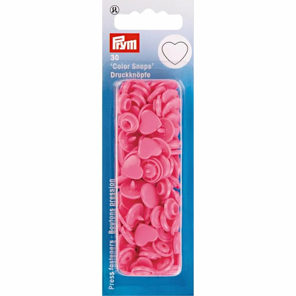 Prym Color Snaps hart in roze – verpakking van 30 drukknopen