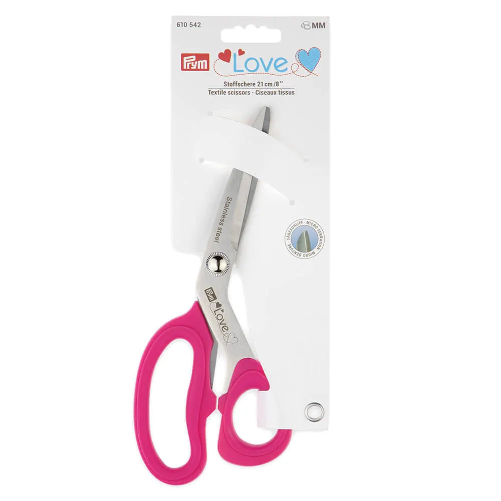 Prym Love stofschaar met microvertanding van 21 cm in verpakking