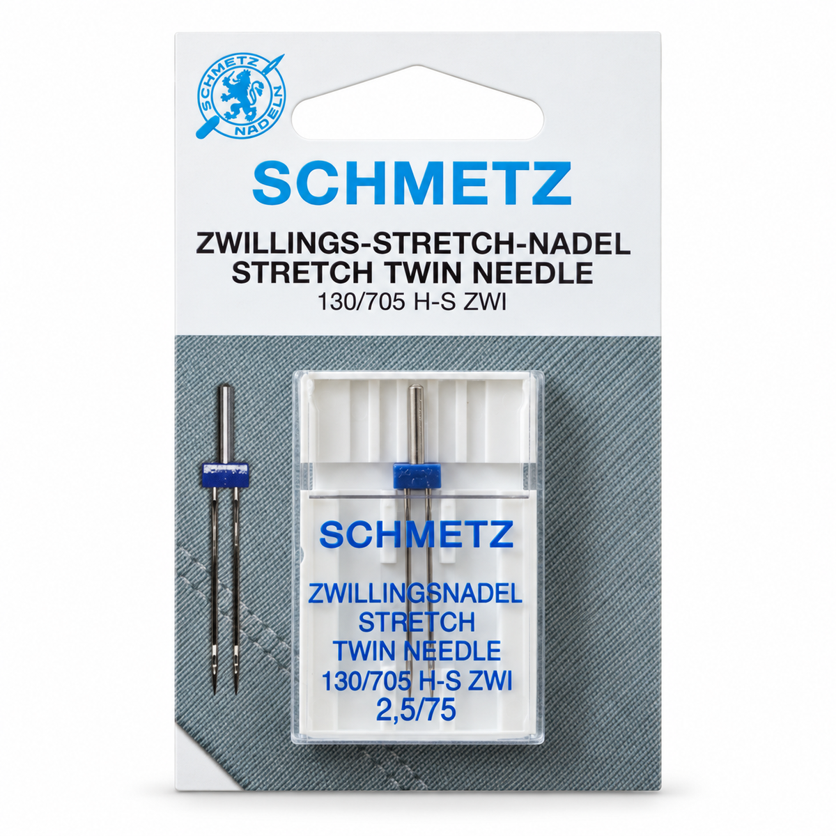 Schmetz Stretch tweelingnaald 2,5/75 voor jersey en rekbare stoffen