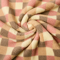 Zachte teddy fleece met ruit in crème, roze en taupe